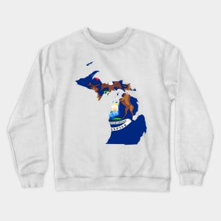 Michigan Flag Map Crewneck Sweatshirt